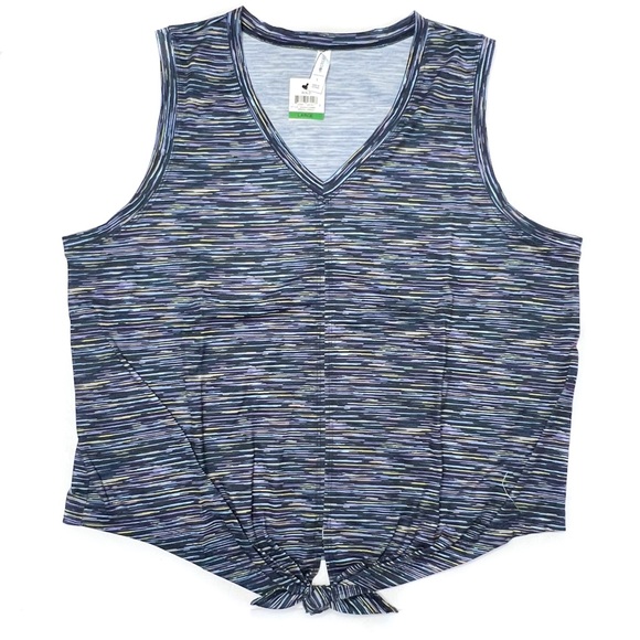 Ideology Tie Front Tank Sleeveless Yoga Fitness Top Green Zinnia Size Large - Picture 2 of 6